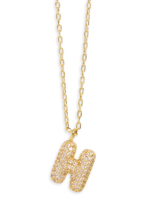 Cubic Zirconia Bubble Inital Pendant Necklace