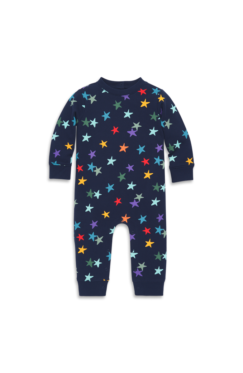 Primary Baby Sweatshirt Romper In Oat Blooms, Main, color, Navy Confetti Stars