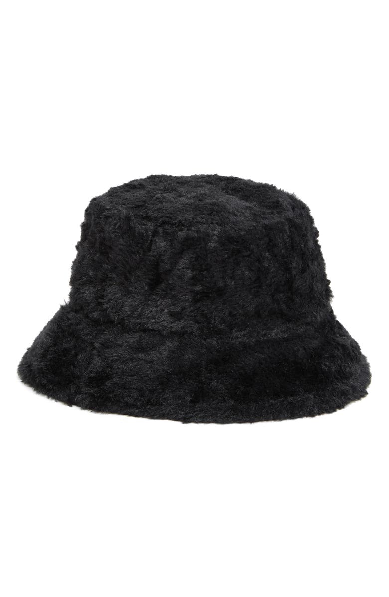 Nine West Reversible Faux Fur Bucket Hat, Alternate, color, 