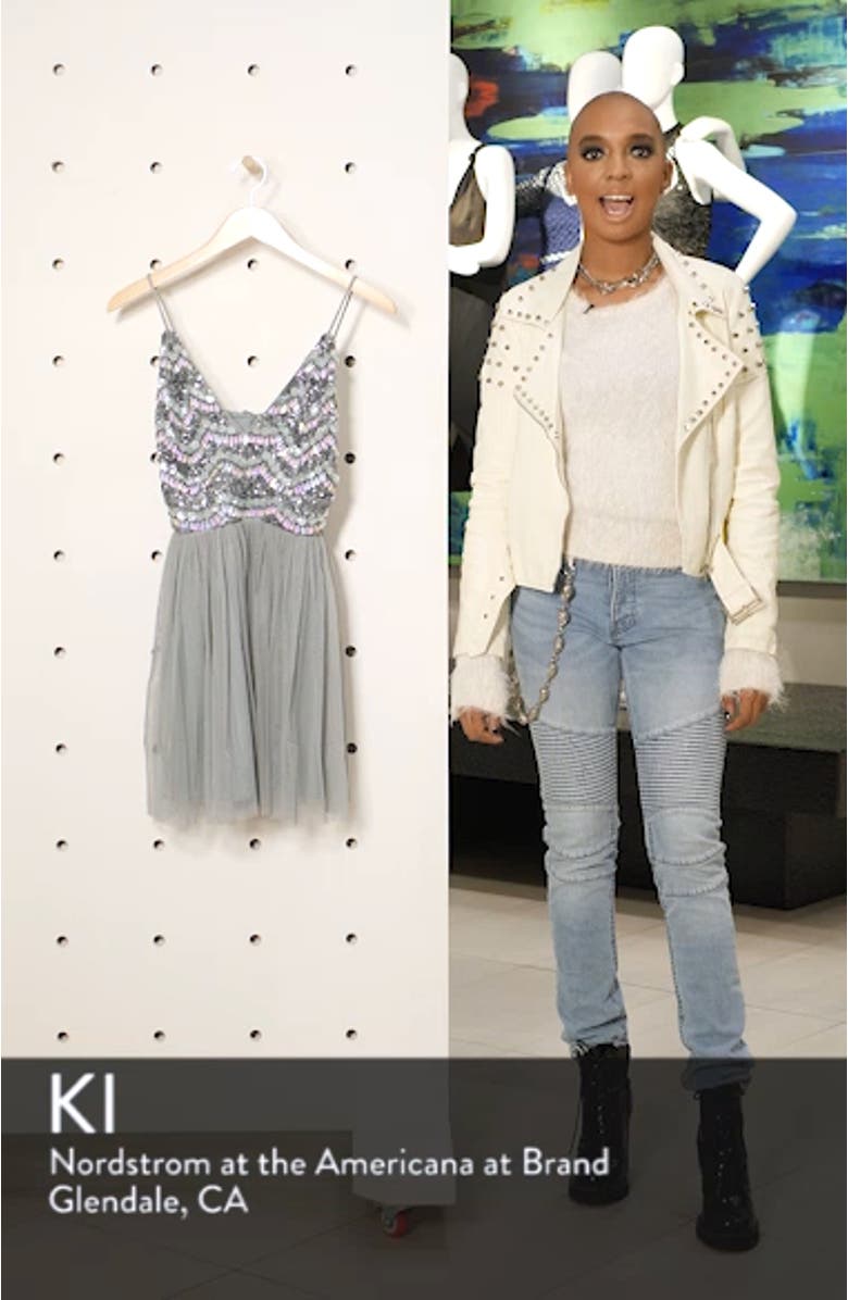 Amika Sequin & Mesh Party Dress, sales video thumbnail
