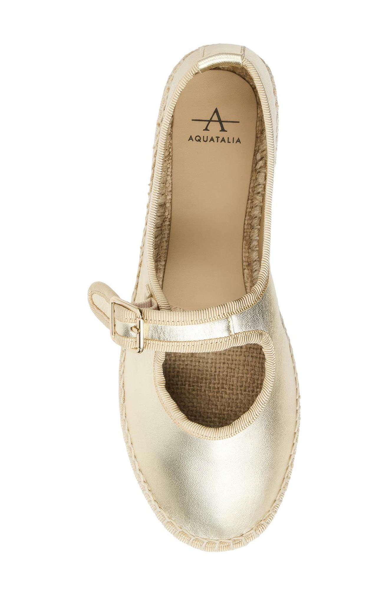 Acora Leather Mary Jane Espadrille Flat, Alternate, color, CHAMPAGNE METALLIC