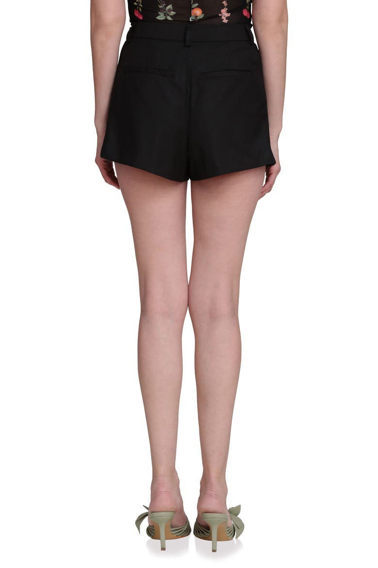 Pleated High Waist Shorts, Alternate, color, BLACK