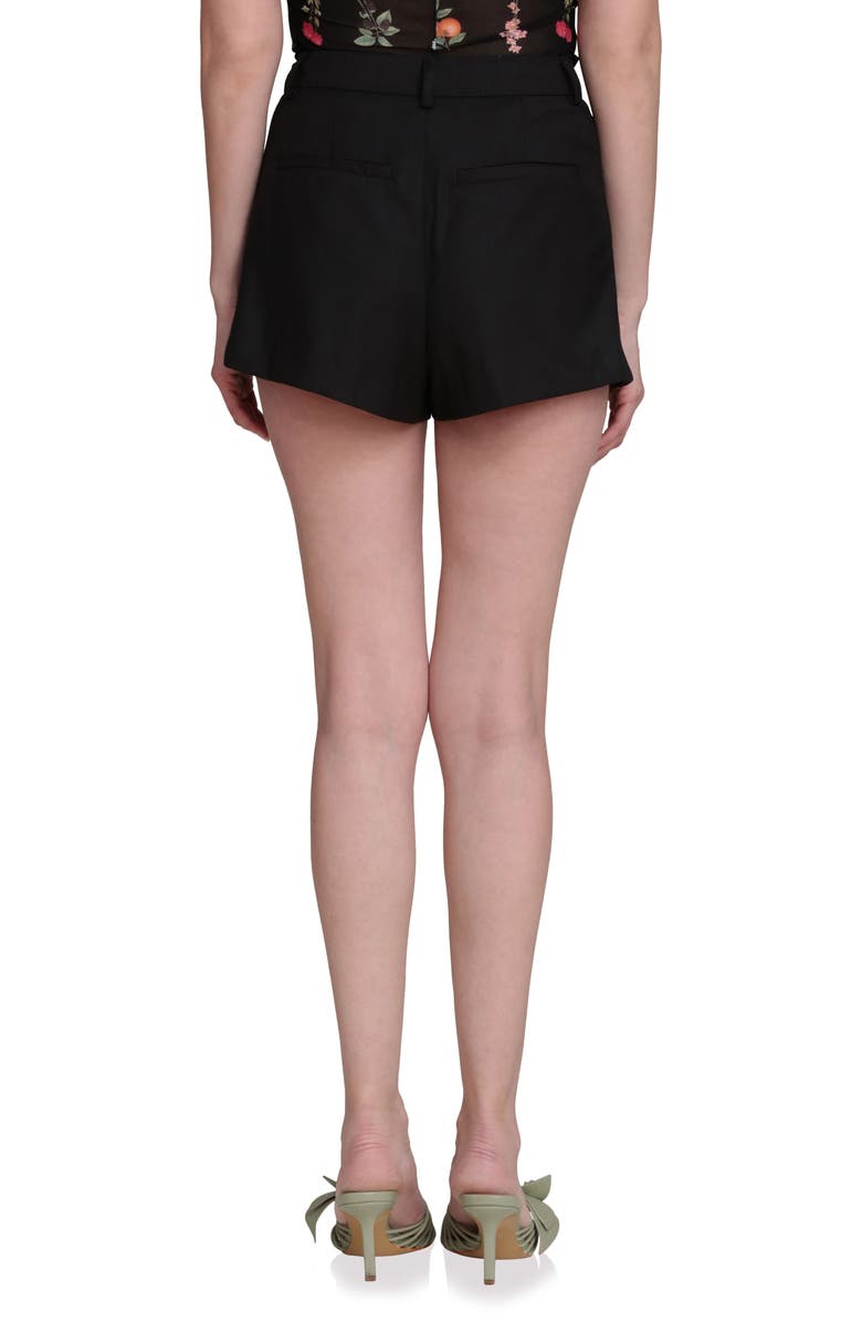 Avec Les Filles Pleated High Waist Shorts, Alternate, color, Black