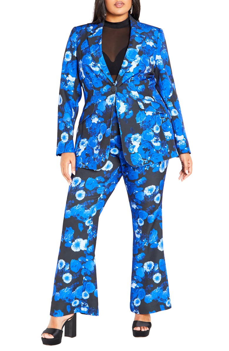 City Chic Kiara Floral Notched Lapel Blazer, Alternate, color, 