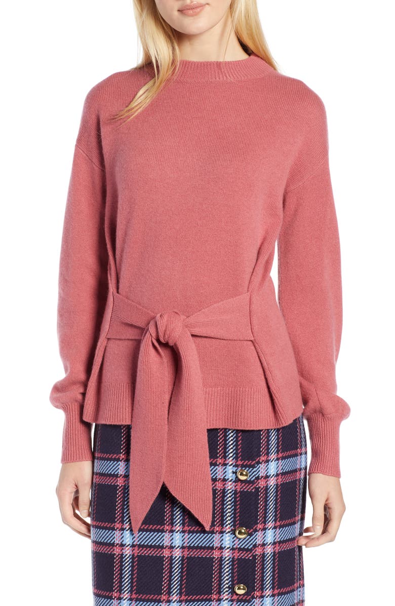 Halogen<sup>®</sup> x Atlantic-Pacific Wool and Cashmere Blend Tie Sweater, Main, color,