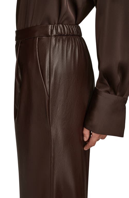 Donna Karan New York Pull On Faux Leather Pants In Brown