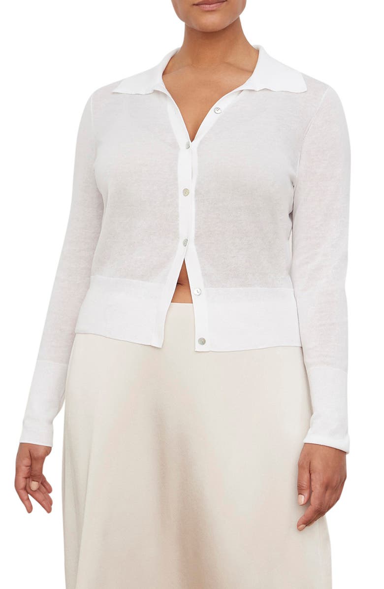 Vince Cotton Cardigan, Main, color, Optic White