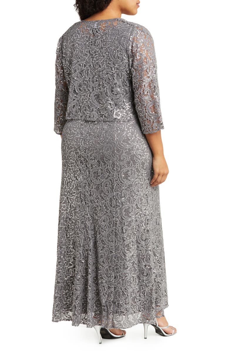 Alex Evenings Lace & Sequin Jacket Dress, Alternate, color, 