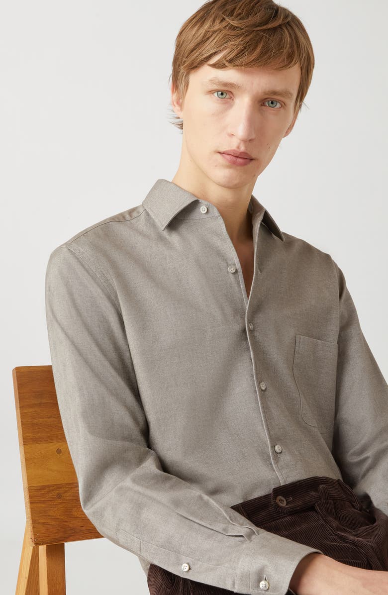 Loro Piana Andre Yarn Dyed Cotton Button-Up Shirt, Alternate, color, 