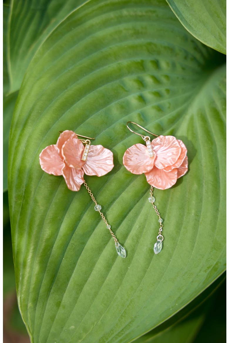 New York Botanical Garden® Peony Petal Statement Earrings, Alternate, color, Pink