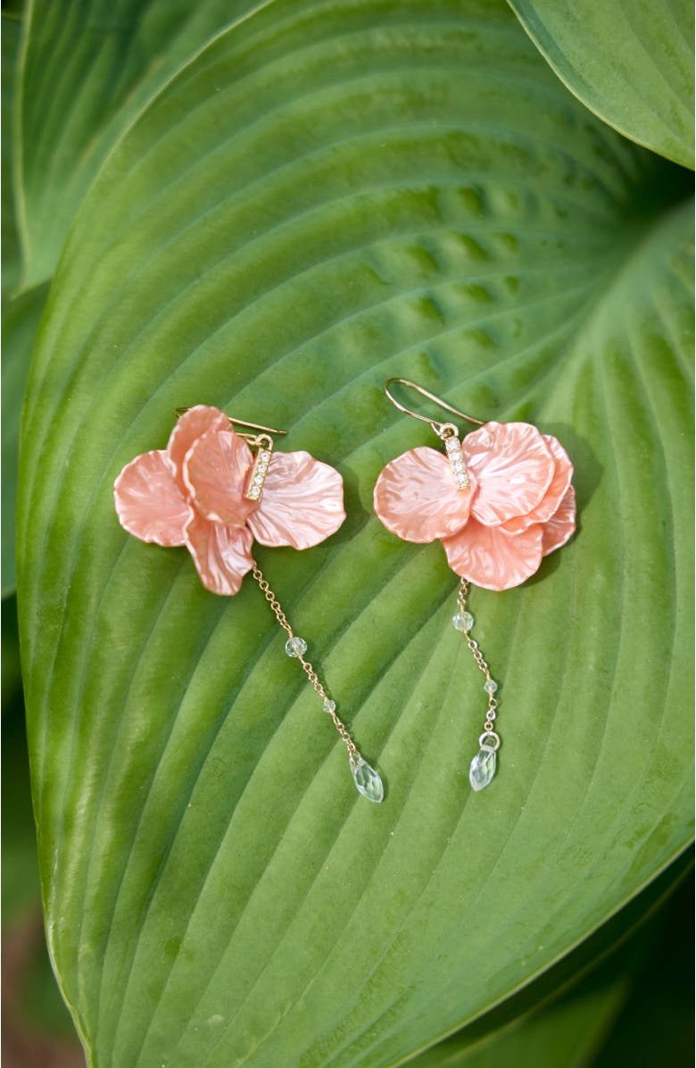 Alex and Ani New York Botanical Garden<sup>®</sup> Peony Petal Statement Earrings, Alternate, color, Pink