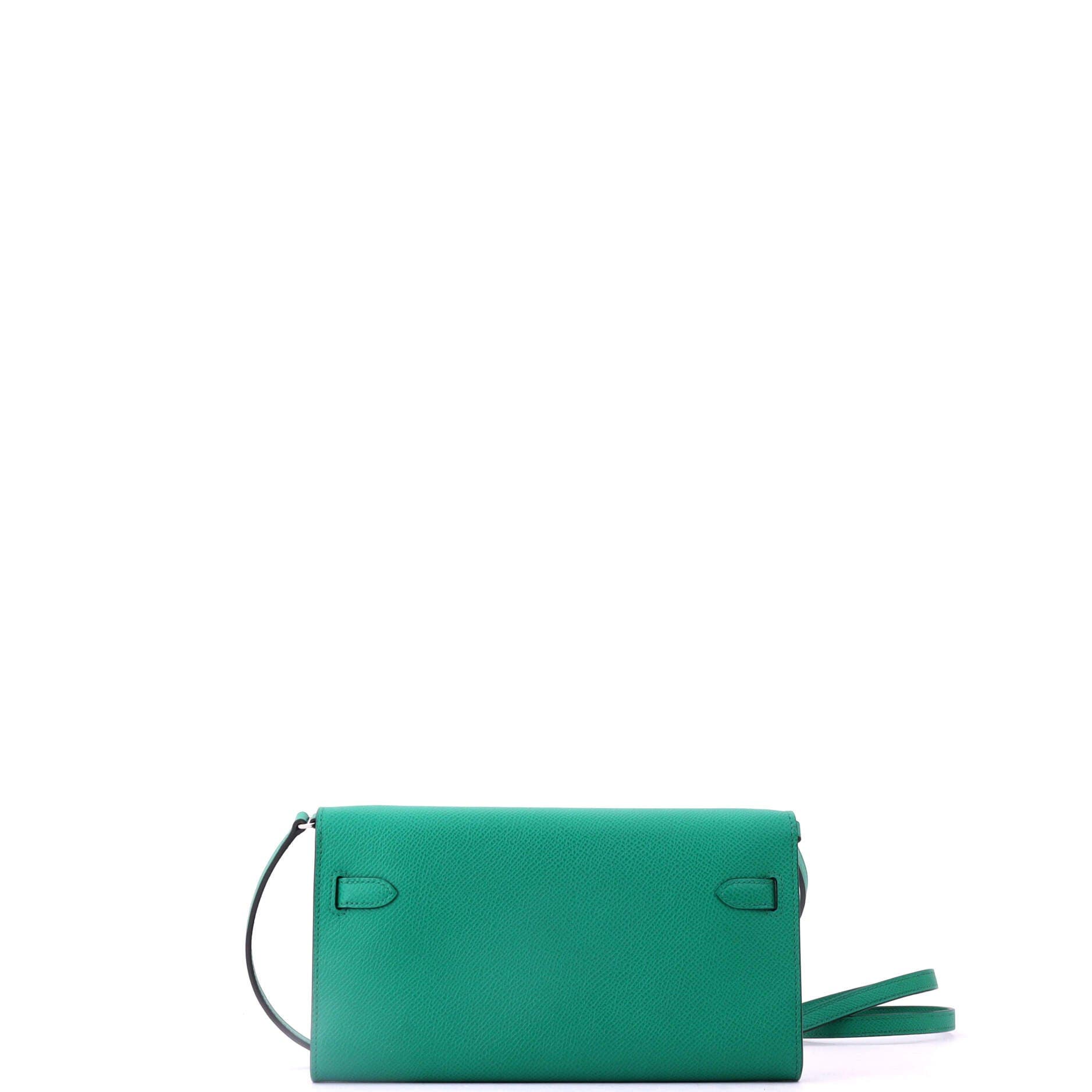 Pre-Owned Hermes Kelly To Go Wallet Epsom, Alternate, color, Vert Jade