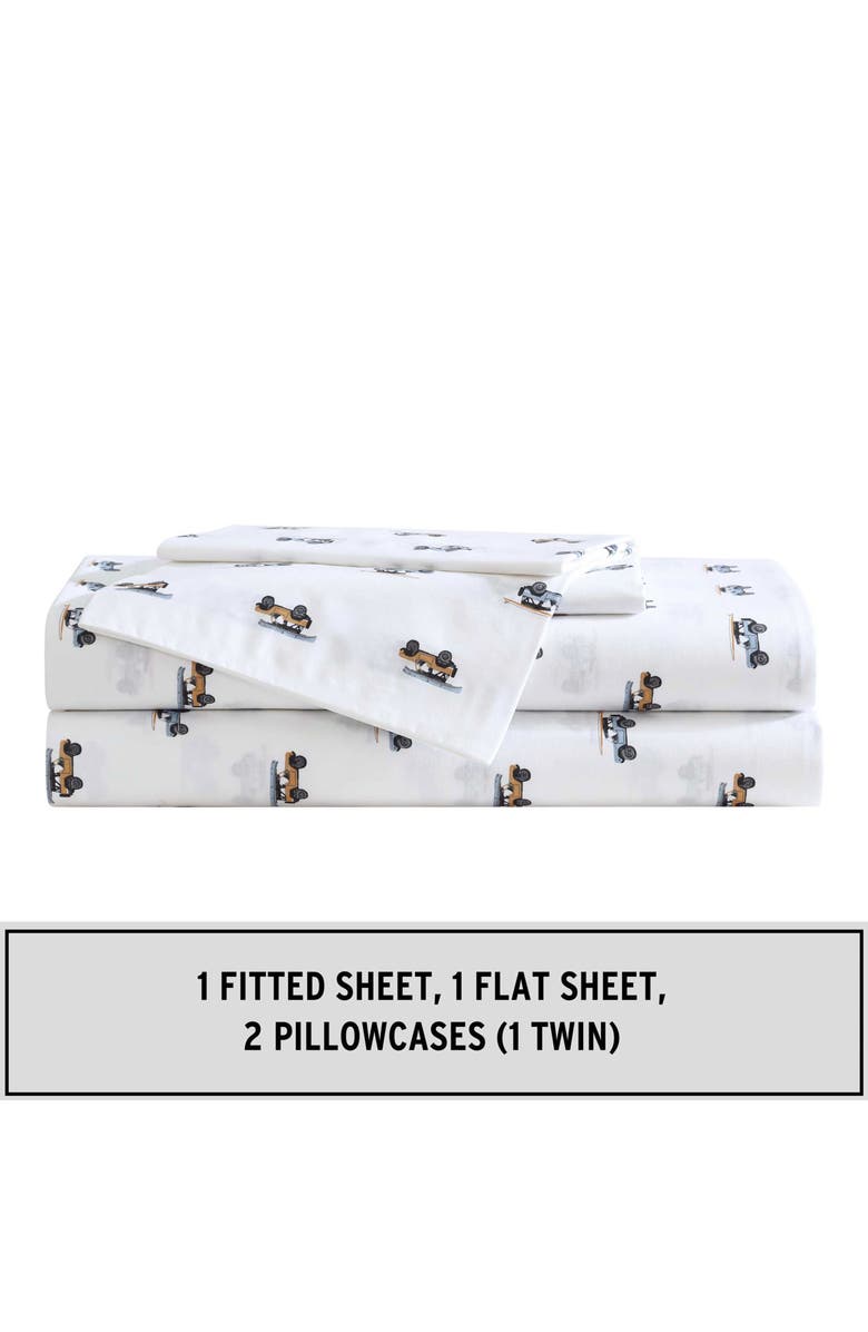 Eddie Bauer Out to the Beach 200 Thread Count Cotton Percale Sheet Set, Alternate, color, Sky/ Orange