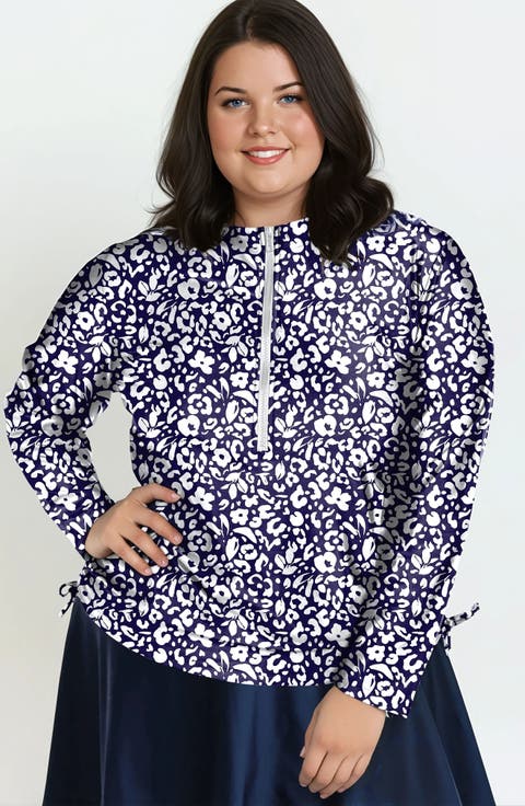 Plus Size Half-Zip Nora Swim Top