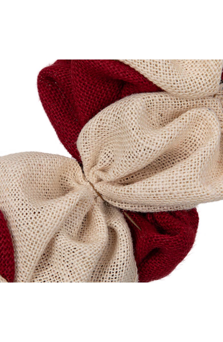 Northlight Americana Stars and Stripes Burlap Patriotic Wreath - 20" - Unlit, Alternate, color, Red