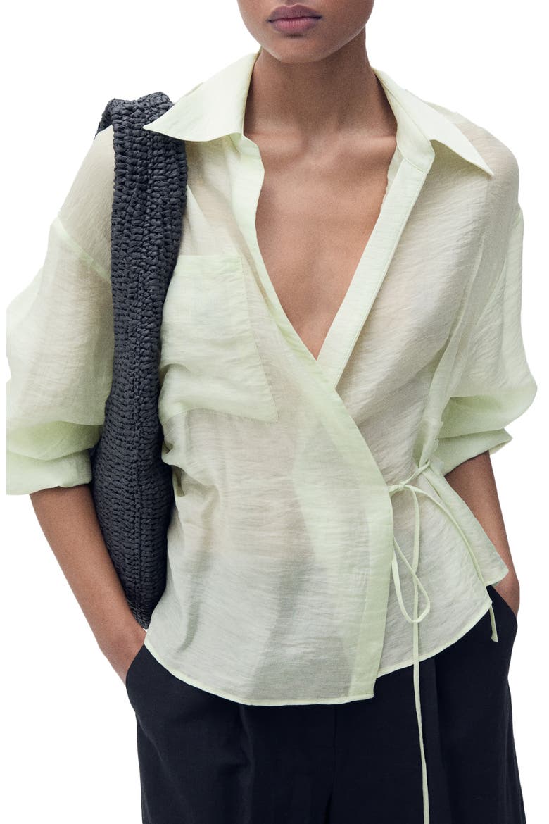 Side Tie Wrap Top, Main, color, AQUA GREEN