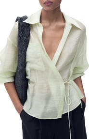 MANGO Side Tie Wrap Top