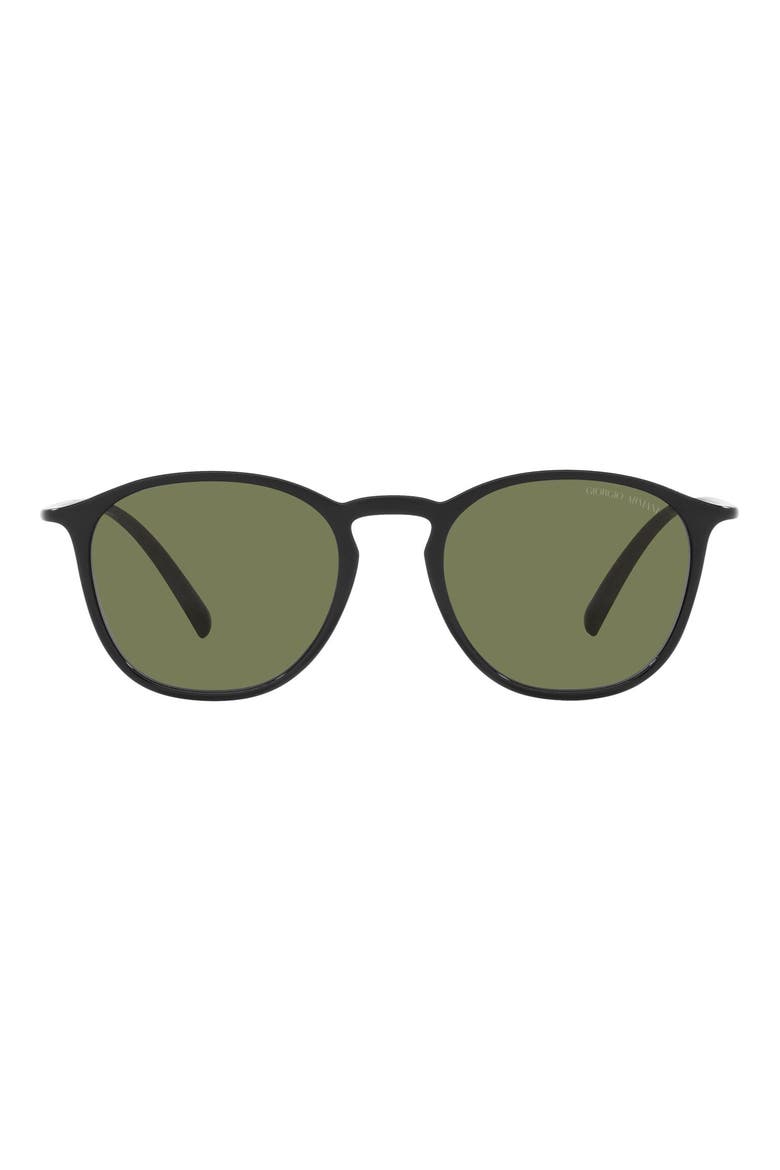 52mm Square Sunglasses, Main, color, SHINY BLACK