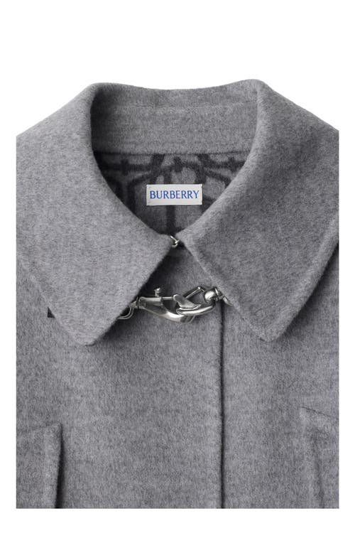 Shop Burberry Wool Cashmere Cape In Iron Grey