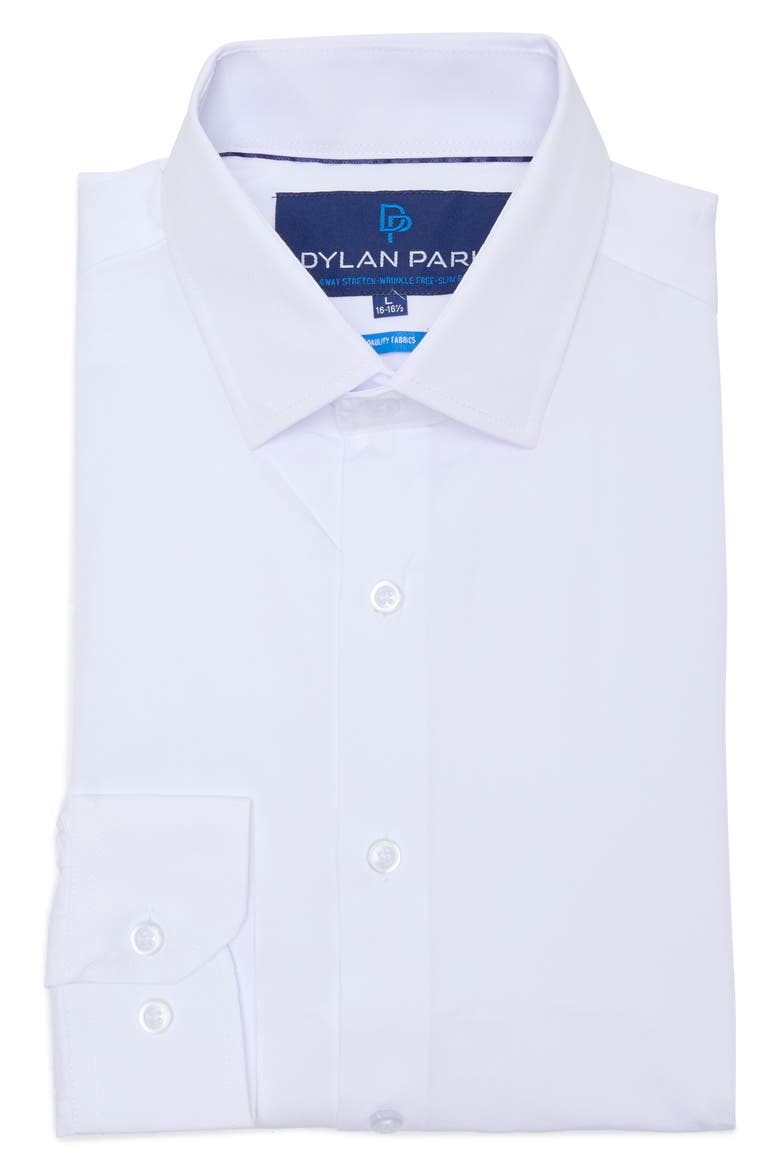 Slim Fit Perfect Stretch Long Sleeve Button Down Shirt, Main, color, WHITE