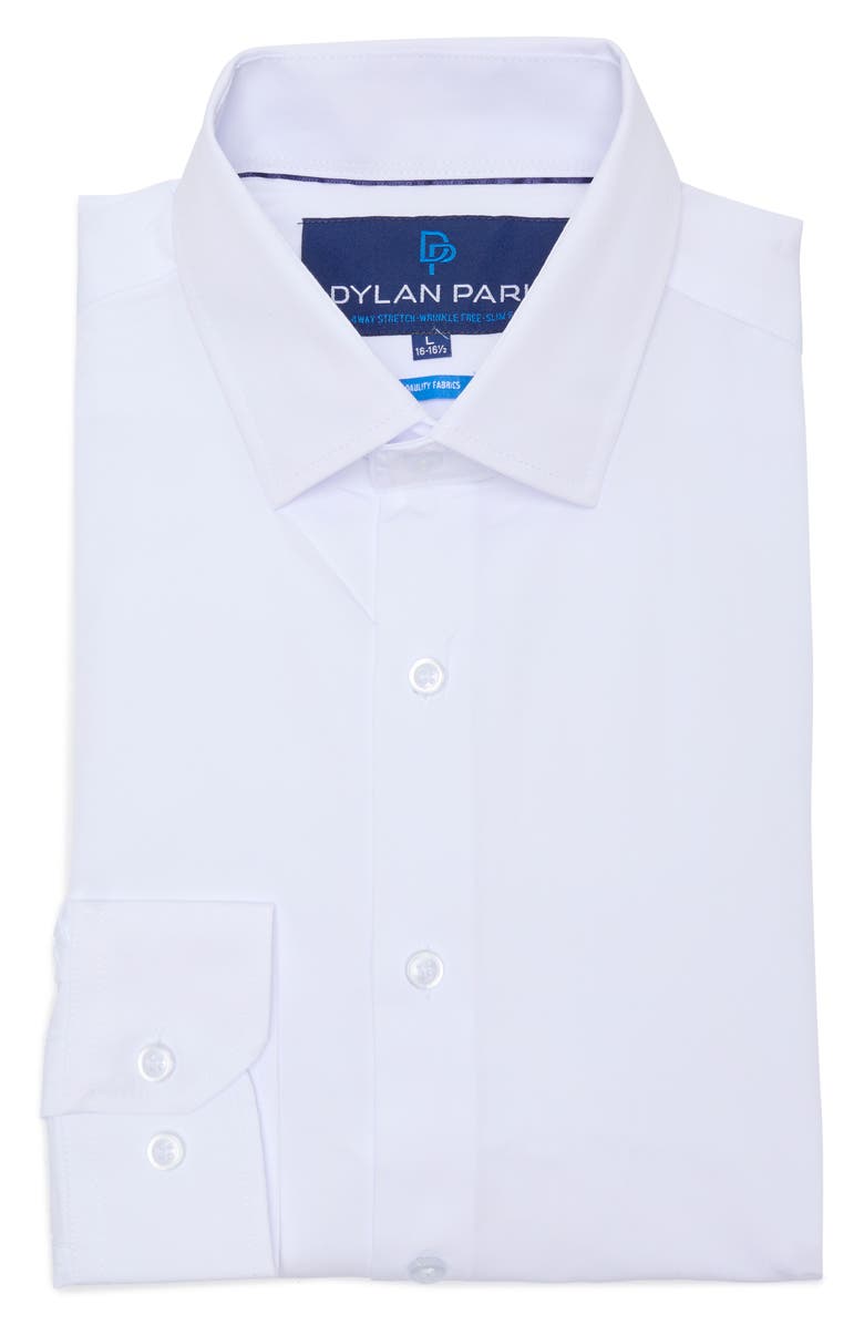 DYLAN PARK Slim Fit Perfect Stretch Long Sleeve Button Down Shirt, Main, color, White