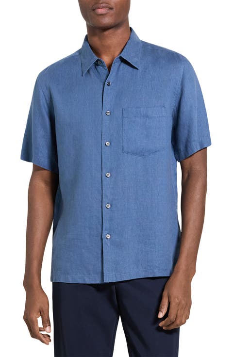 Irving Solid Short Sleeve Linen Button-Up Shirt