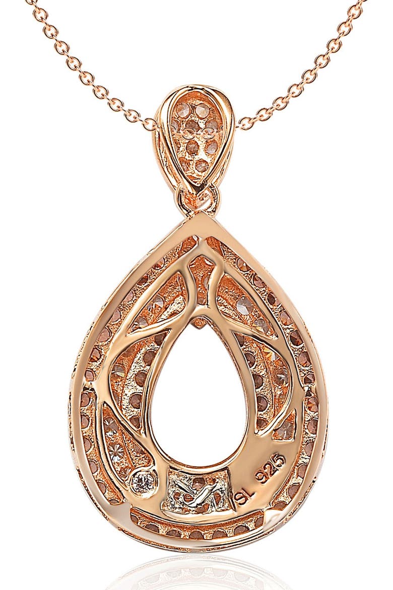 Pave CZ Teardrop Shape Pendant Necklace, Alternate, color, BROWN