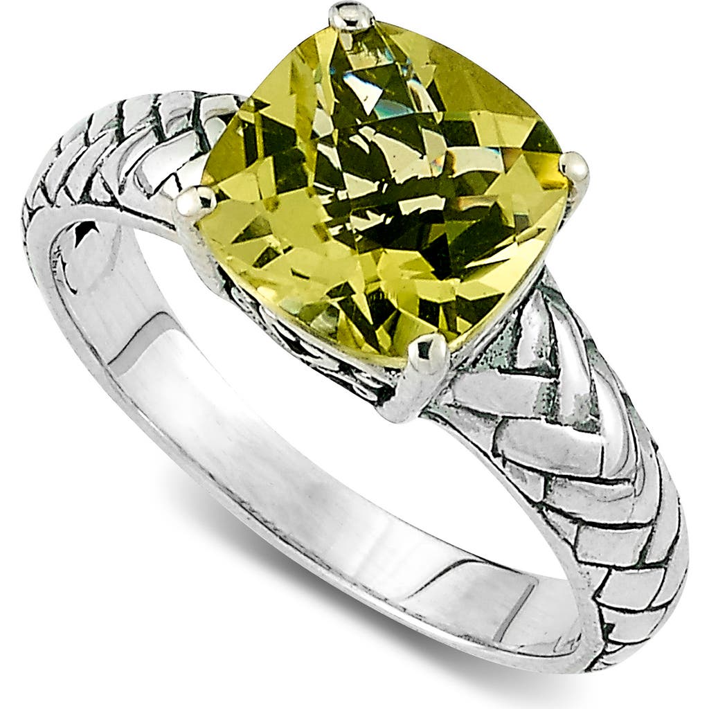 Samuel B. Silver 3.55 Ct. Tw. Lemon Quartz Woven Shank Ring In Metallic