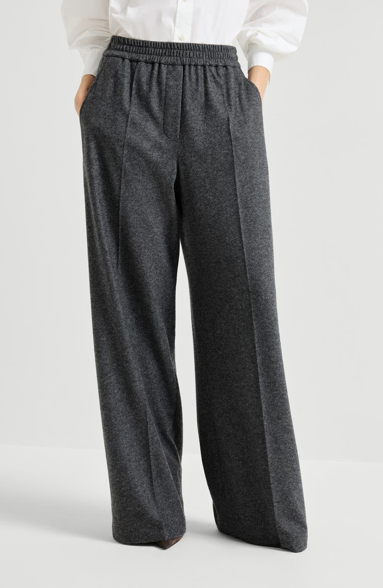 Brunello Cucinelli Cashmere jersey trousers, Alternate, color, Anthracite