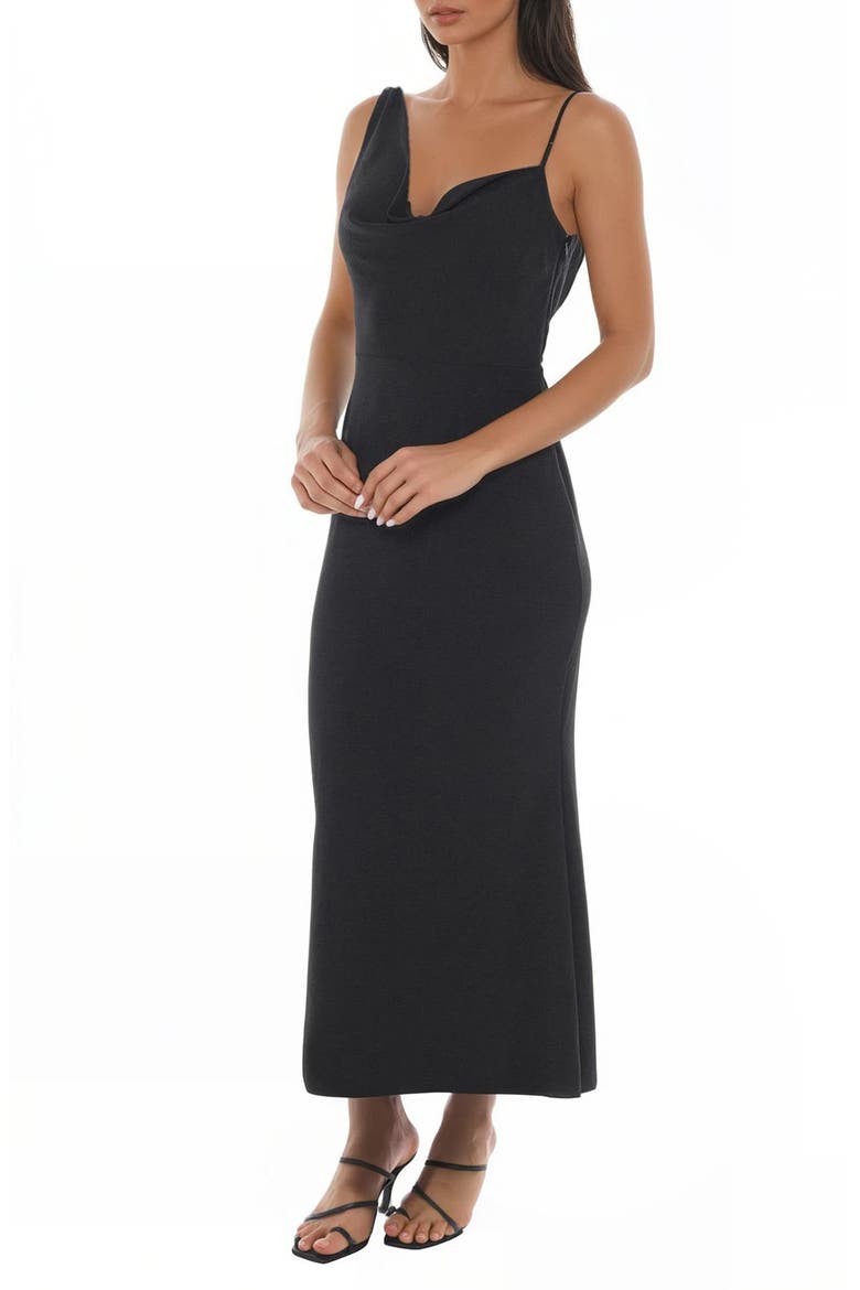 Airflow Cowl Neck Maxi Dress, Alternate, color, BLACK