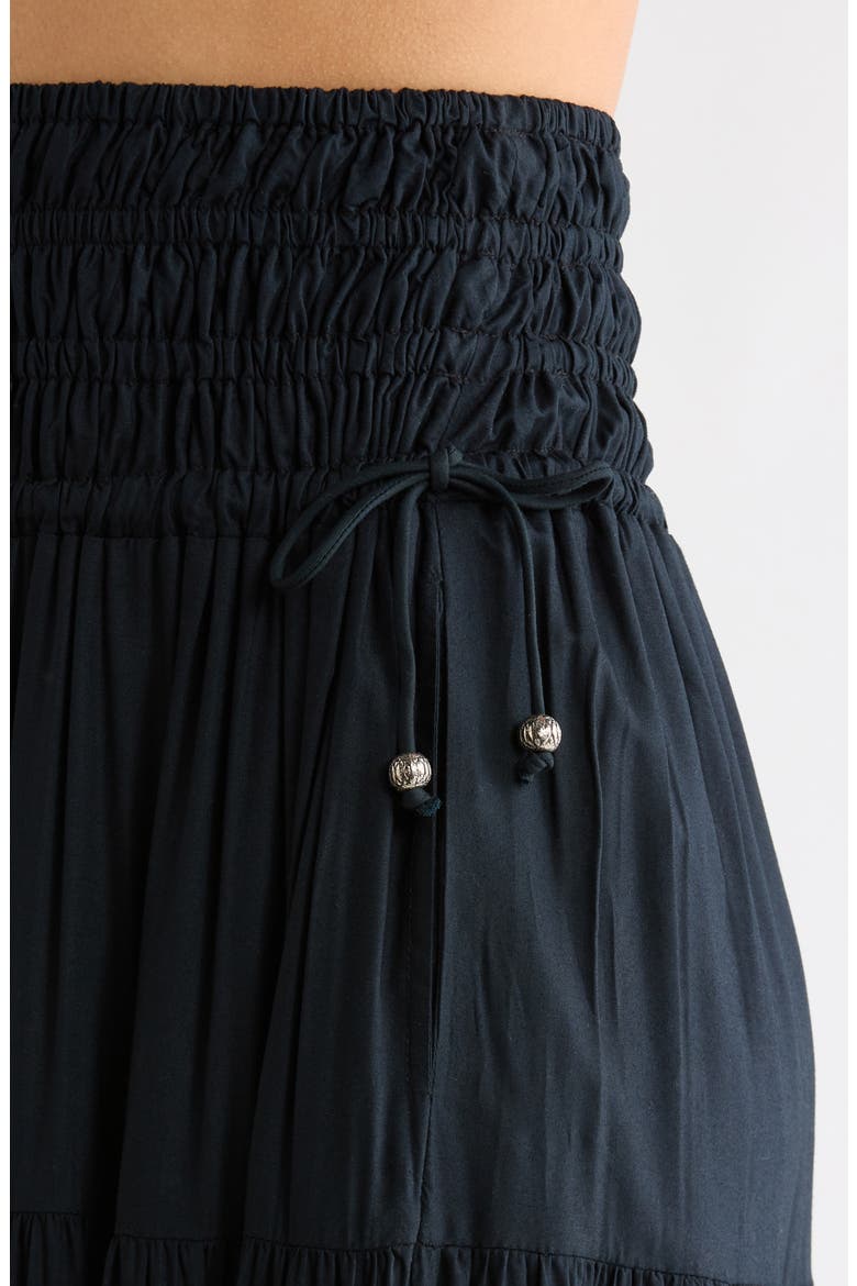 Smocked Cover-Up Midi Skirt, Alternate, color, BLACK