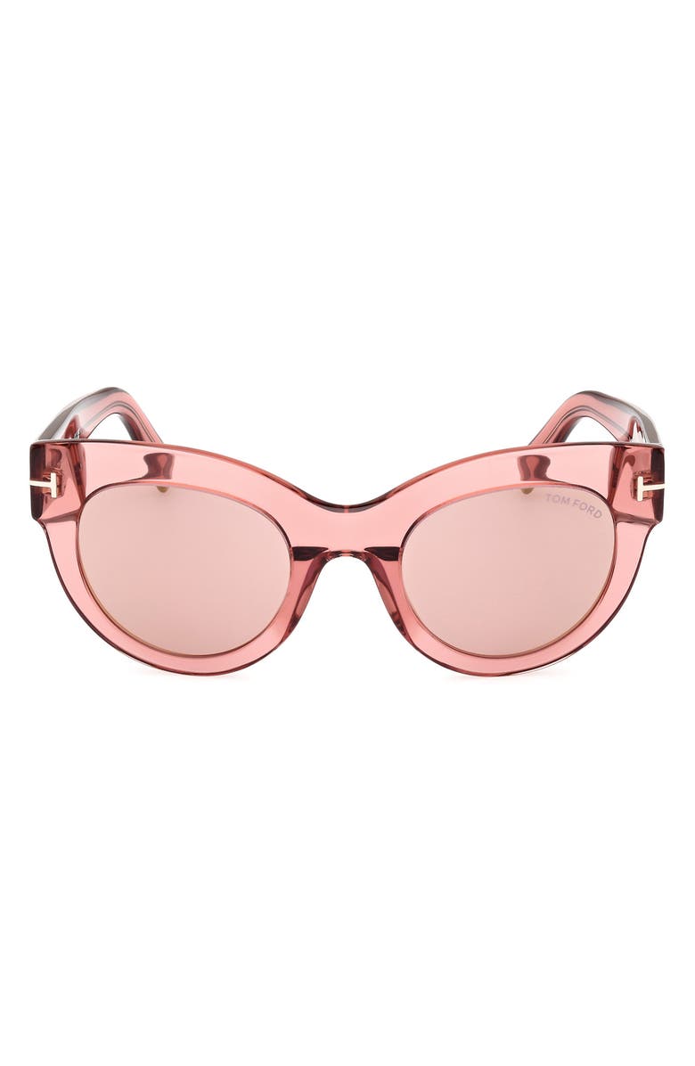 TOM FORD Lucilla 51mm Gradient Cat Eye Sunglasses, Main, color, Shiny Rose / Pink Gold