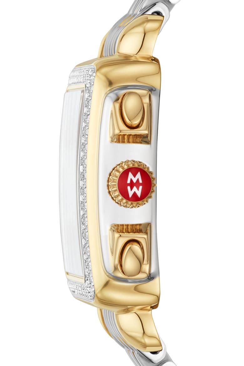 Deco Diamond Chronograph Bracelet Watch, 33mm, Alternate, color, TWO-TONE. WHITE MOP DIAL
