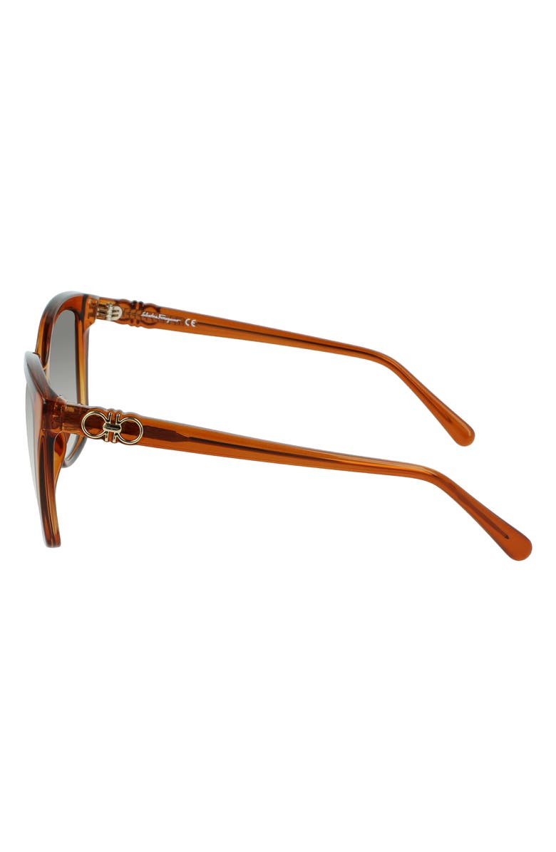 FERRAGAMO Gancini 54mm Rectangular Sunglasses, Alternate, color, Crystal Caramel