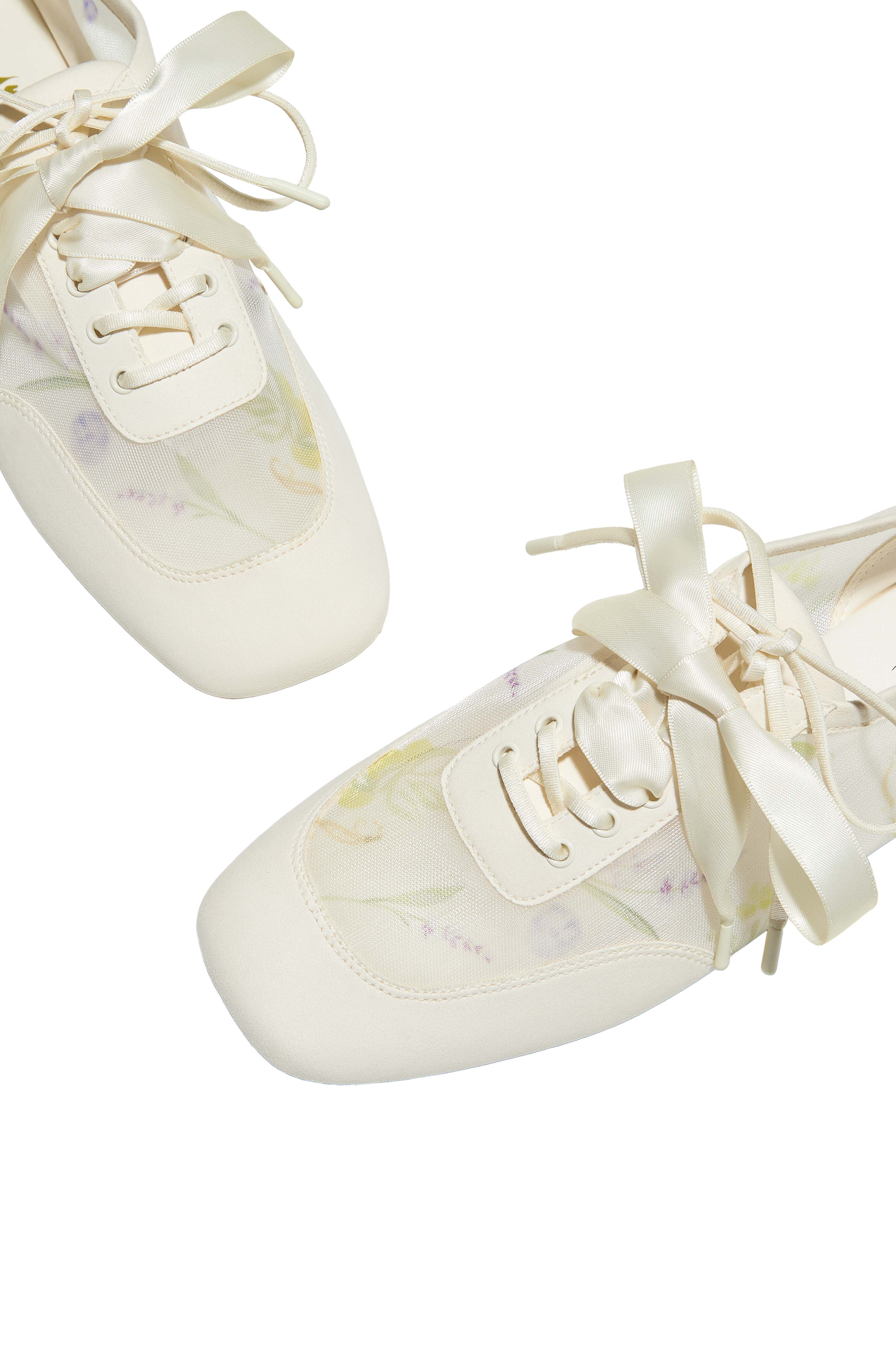 Healing Garden | Cristina Square-Toe Lace-Up Sneakerinas, Alternate, color, CREAM-FRENCH FLORAL PNT