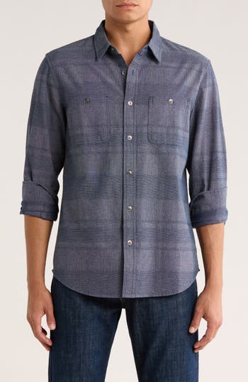 Lucky Brand Mason Plaid Dobby Button-up Shirt In Animal Print