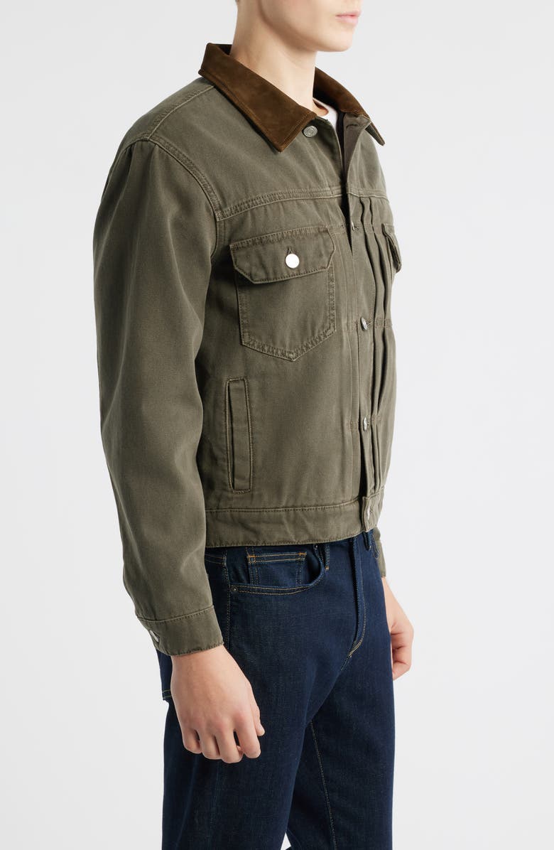 FRAME Cotton Canvas Trucker Jacket, Alternate, color, Antique Dark Olive
