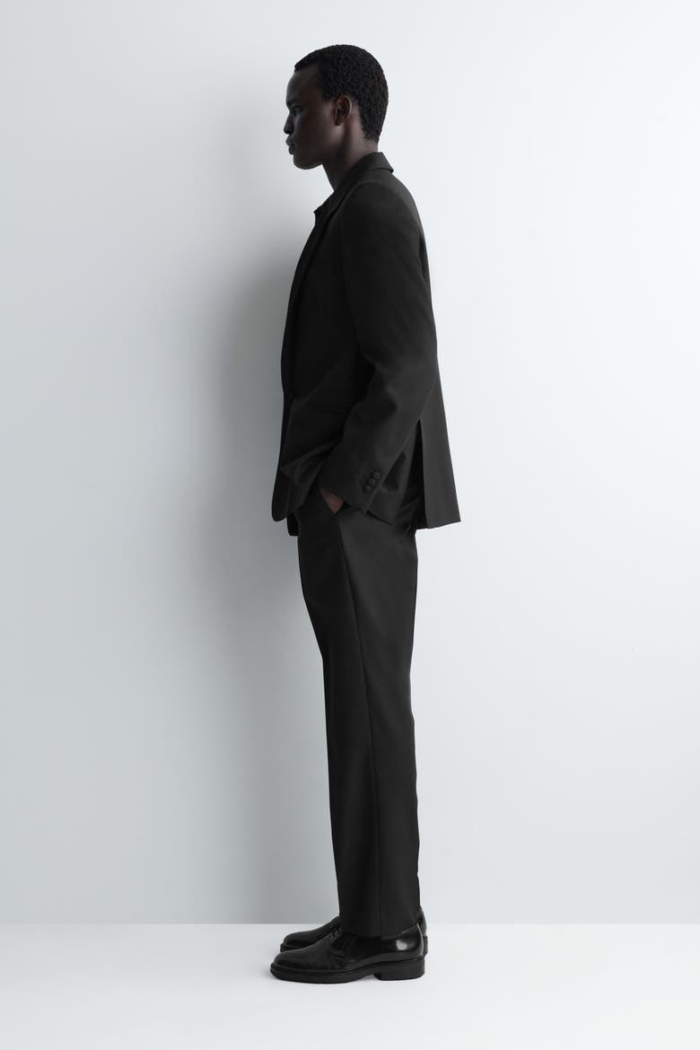 Cummerbund-Waist Wool Tapered Pants, Alternate, color, BLACK