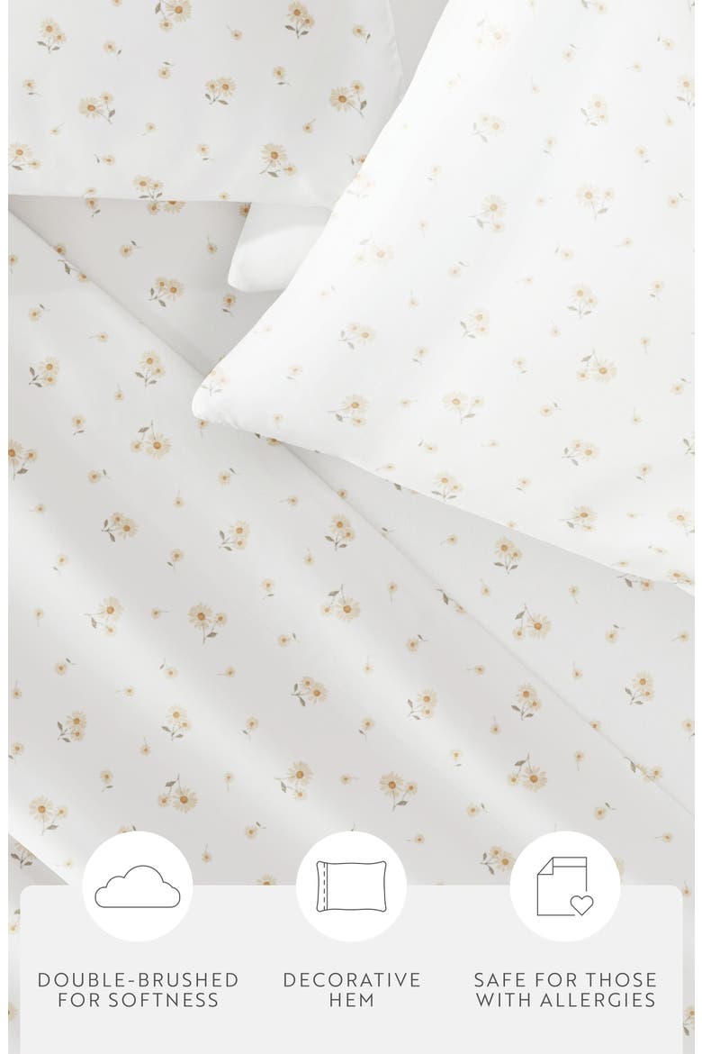 Kaycie Gray Ditsy Floral Microfiber Sheet Set, Alternate, color, YELLOW