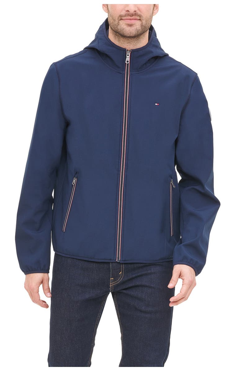 Tommy Hilfiger Softshell Fleece Hooded Jacket, Main, color, Midnight