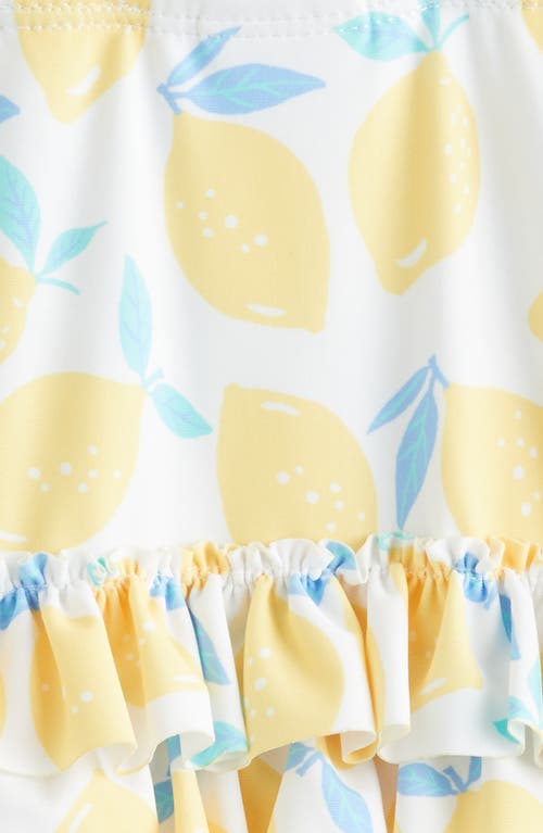 Tucker + Tate Ruffle One-piece Swimsuit In White- Yellow Lemon Toss