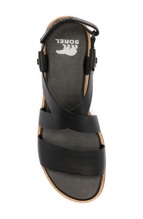 Sorel Ella Iii Crisscross Sandal In Black/black