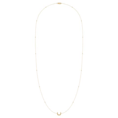 Midnight Crescent Layered Sterling Silver Diamond Necklace