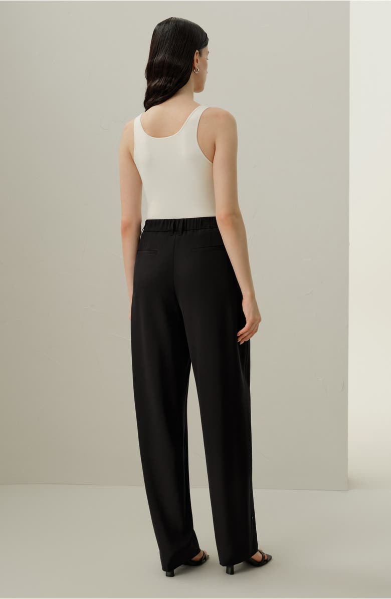 Lilysilk Women's Curved Seam Silk Crepe Pants, Alternate, color, Black