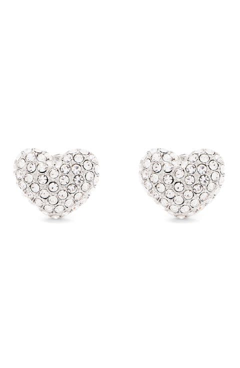 Heart Pavé Stud Earrings