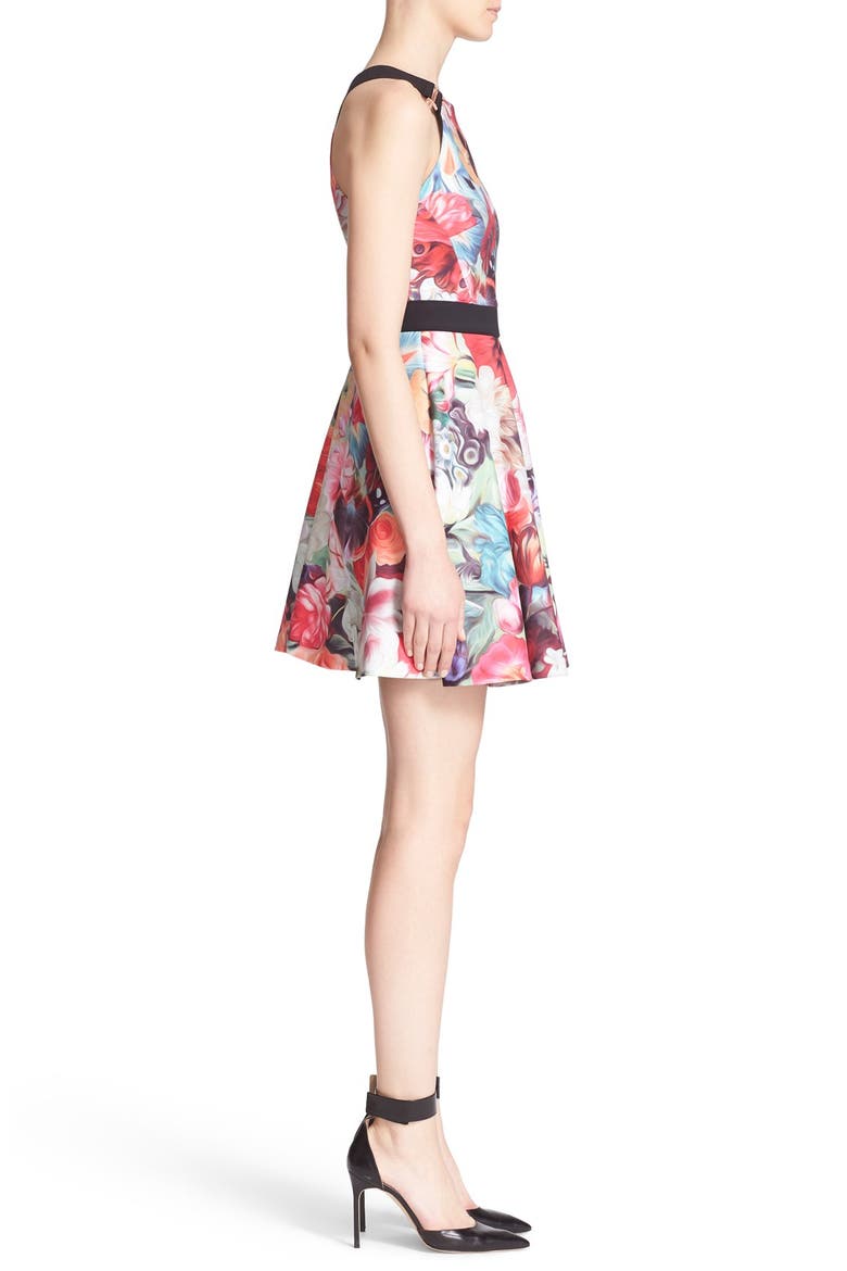 'Samra - Floral Swirl' Sleeveless Skater Dress, Alternate, color, FUCHSIA
