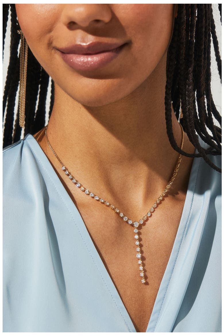 Cleo Slider Y-Necklace, Alternate, color, GOLD