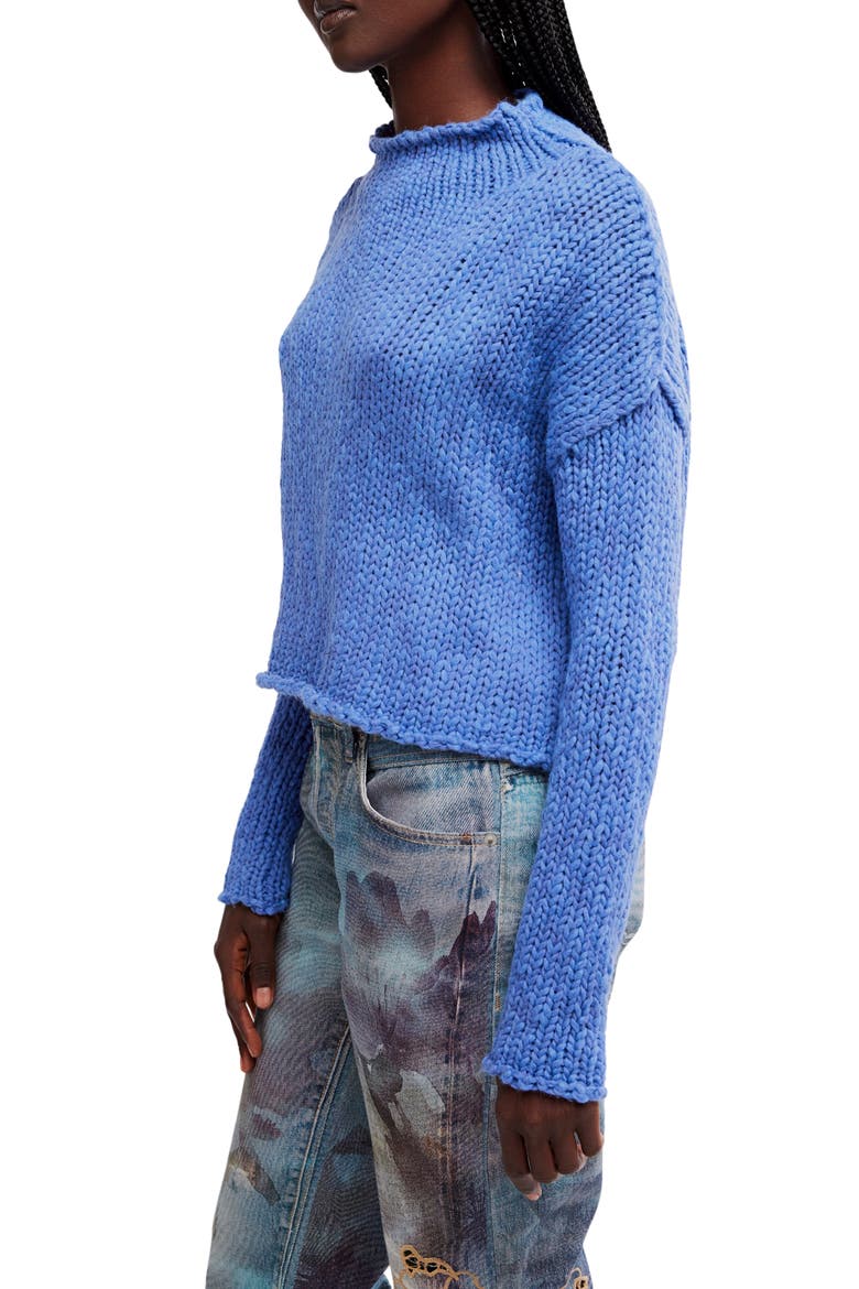 Opal Roll Neck Crop Sweater, Alternate, color, PERI BLUE