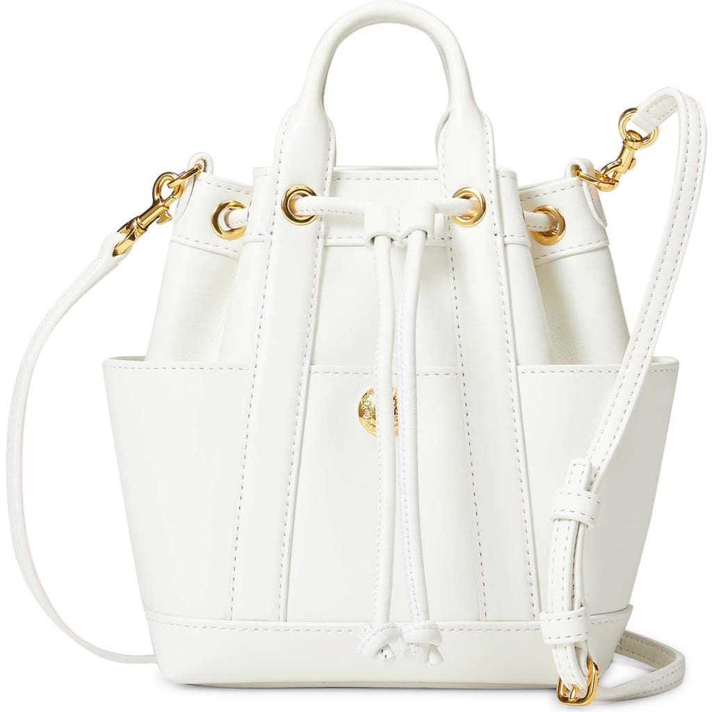 Veronica Beard Mini Goody Leather Bucket Bag In Off White