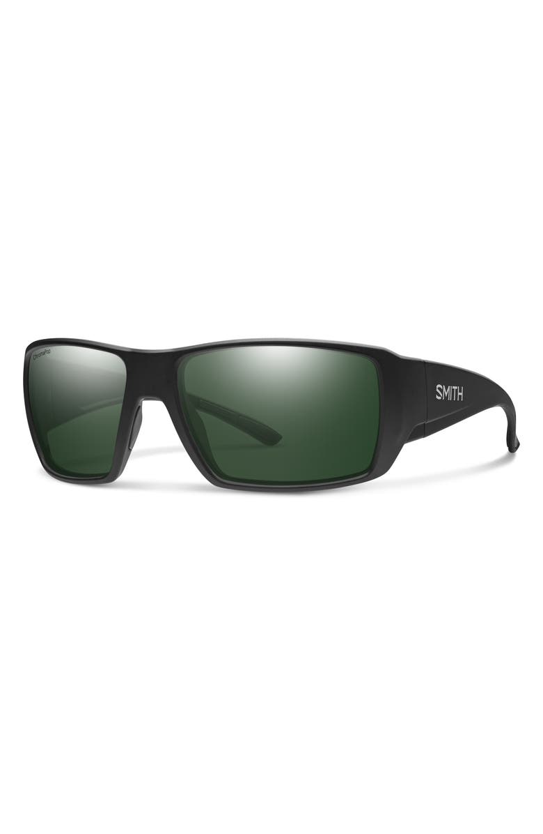 Smith Guides Choice 63mm ChromaPop<sup>™</sup> Polarized Oversize Square Sunglasses, Alternate, color, Matte Black / Gray Green